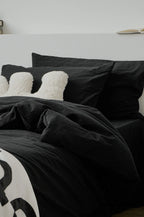 Black Washed Cotton Bedding Set Ever Lasting