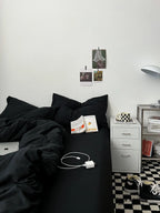 Black Washed Cotton Bedding Set Ever Lasting