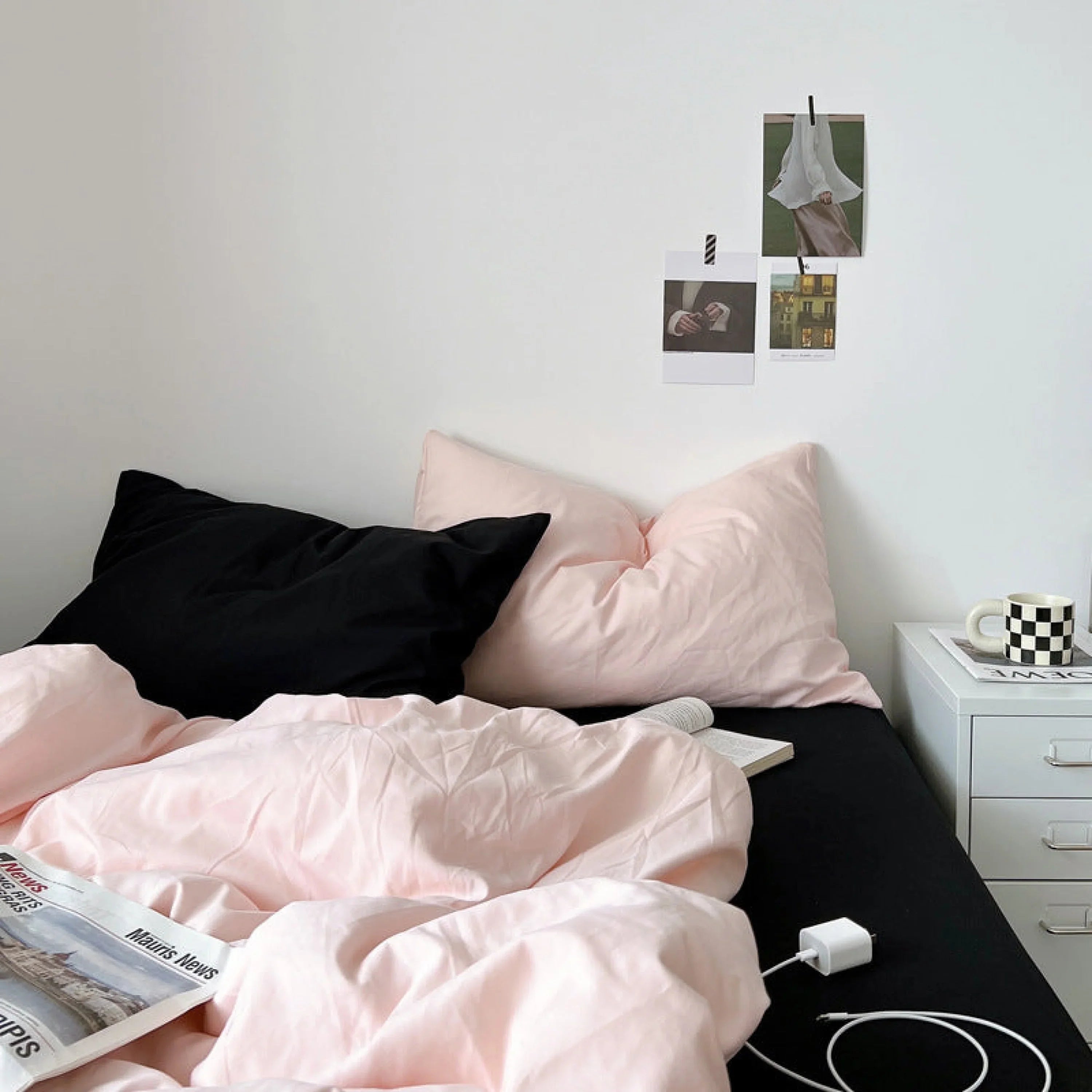 Black Washed Cotton Bedding Set Ever Lasting