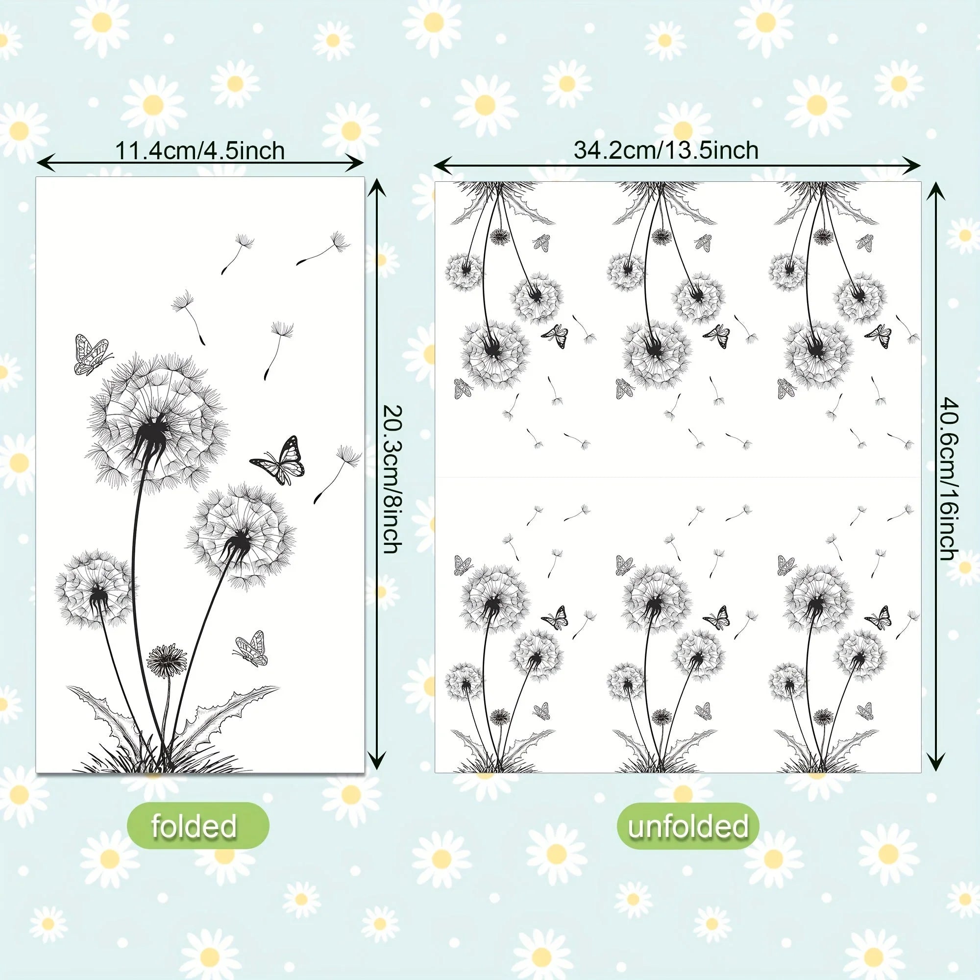 S Black & White Dandelion Pattern Disposable Paper Napkins - 2-ply Guest Towels with Butterfly Accents... - House Of Avana