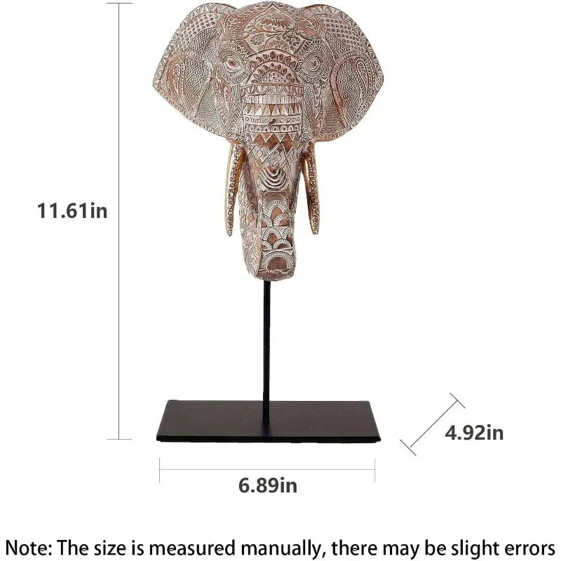 Elephant Statue - Elegant Pvc Sculpture with Black Base, White & Brown Trunk & Tusks, Ceiling-mountable... - House Of Avana