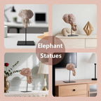 Elephant Statue - Elegant Pvc Sculpture with Black Base, White & Brown Trunk & Tusks, Ceiling-mountable... - House Of Avana