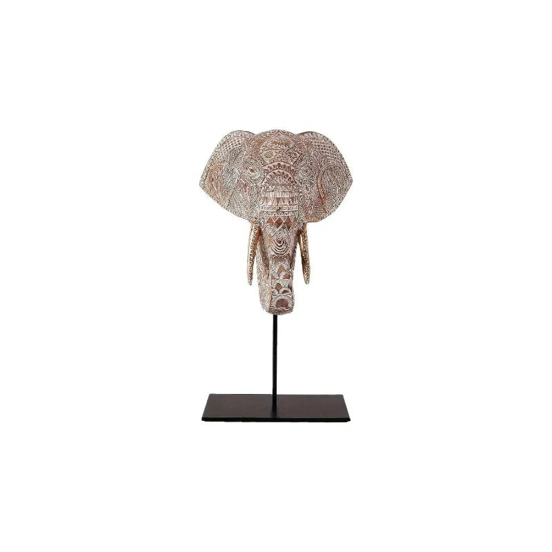 Elephant Statue - Elegant Pvc Sculpture with Black Base, White & Brown Trunk & Tusks, Ceiling-mountable... - House Of Avana