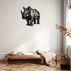 Metal Wall Art Featuring Rhinoceroses. Stylish Black and White Design of Rhinoceros Art. Great for Gifts... - House Of Avana