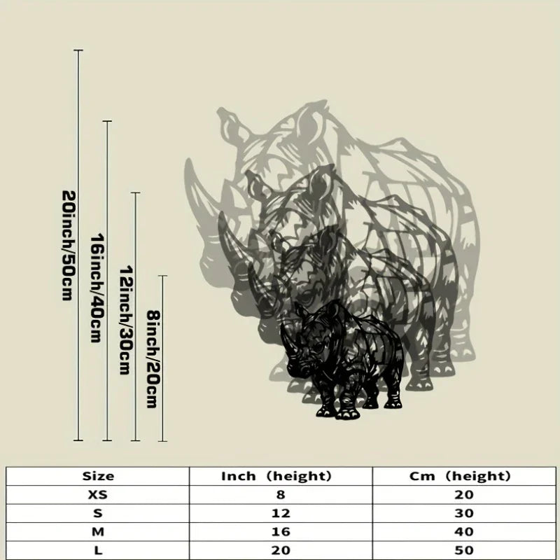 Metal Wall Art Featuring Rhinoceroses. Stylish Black and White Design of Rhinoceros Art. Great for Gifts... - House Of Avana