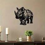 Metal Wall Art Featuring Rhinoceroses. Stylish Black and White Design of Rhinoceros Art. Great for Gifts... - House Of Avana