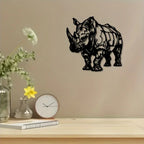 Metal Wall Art Featuring Rhinoceroses. Stylish Black and White Design of Rhinoceros Art. Great for Gifts... - House Of Avana