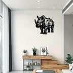 Metal Wall Art Featuring Rhinoceroses. Stylish Black and White Design of Rhinoceros Art. Great for Gifts... - House Of Avana