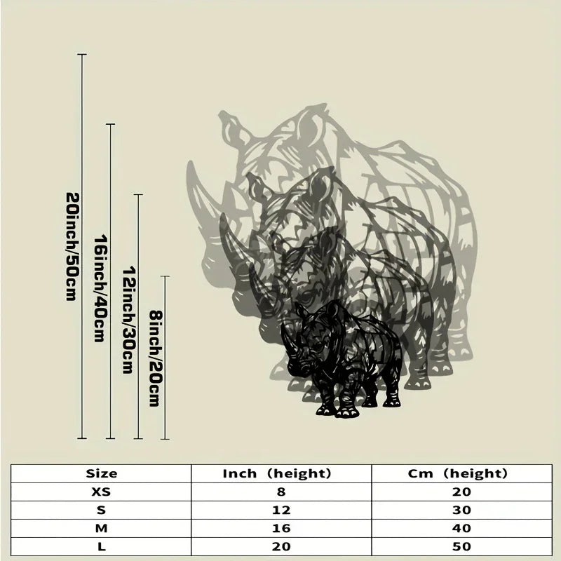 Metal Wall Art Featuring Rhinoceroses. Stylish Black and White Design of Rhinoceros Art. Great for Gifts... - House Of Avana