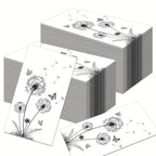 100 Count Elegant Black & White Dandelion & Butterfly Design Disposable Paper Guest Napkins -... - House Of Avana