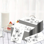100 Count Elegant Black & White Dandelion & Butterfly Design Disposable Paper Guest Napkins -... - House Of Avana