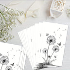 100 Count Elegant Black & White Dandelion & Butterfly Design Disposable Paper Guest Napkins -... - House Of Avana