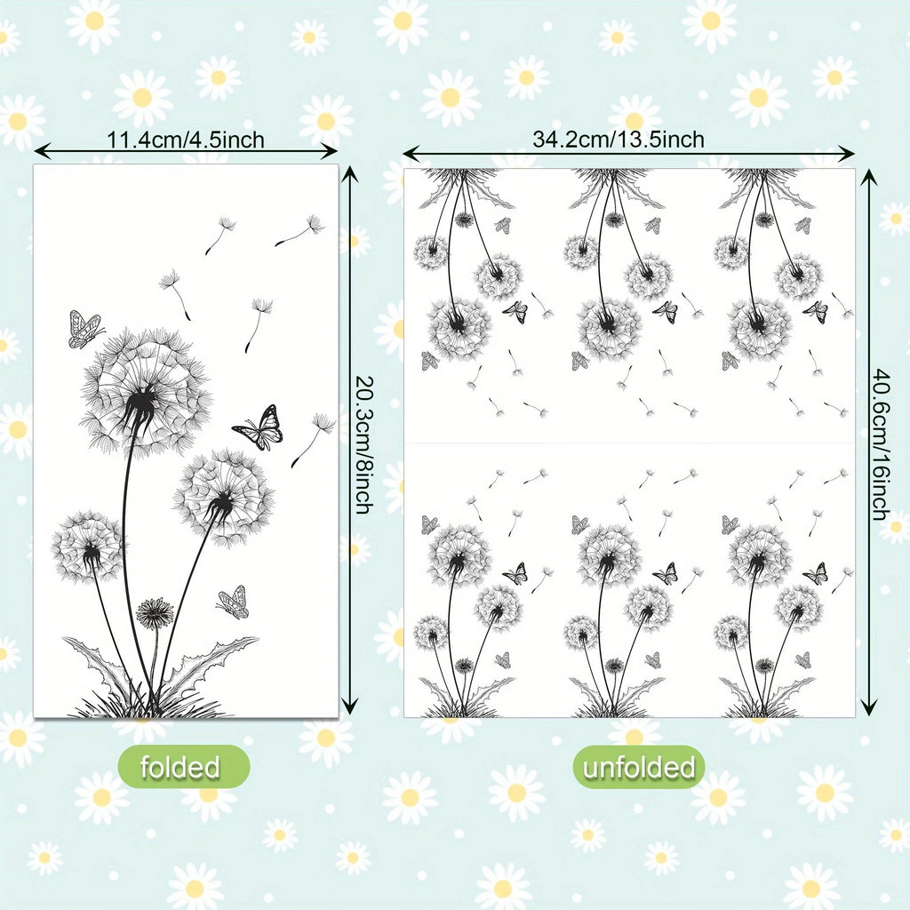 100 Count Elegant Black & White Dandelion & Butterfly Design Disposable Paper Guest Napkins -... - House Of Avana