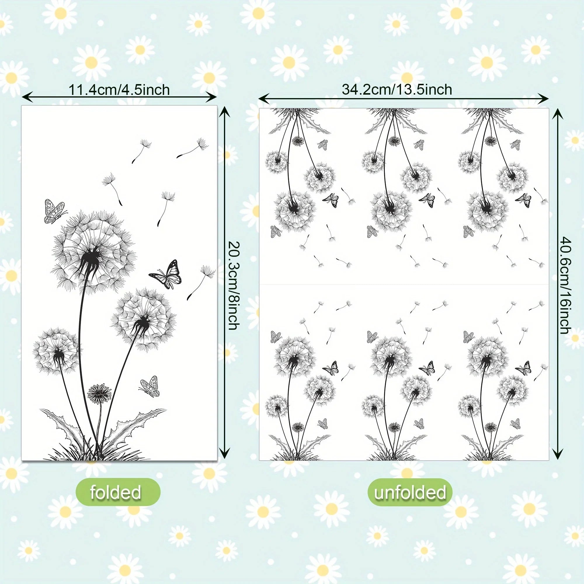 100 Count Elegant Black & White Dandelion & Butterfly Design Disposable Paper Guest Napkins -... - House Of Avana