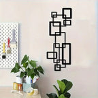 S Modern Geometric Metal Wall Art Set - Black & White Abstract Line Design, Horizontal Iron Panel with... - House Of Avana