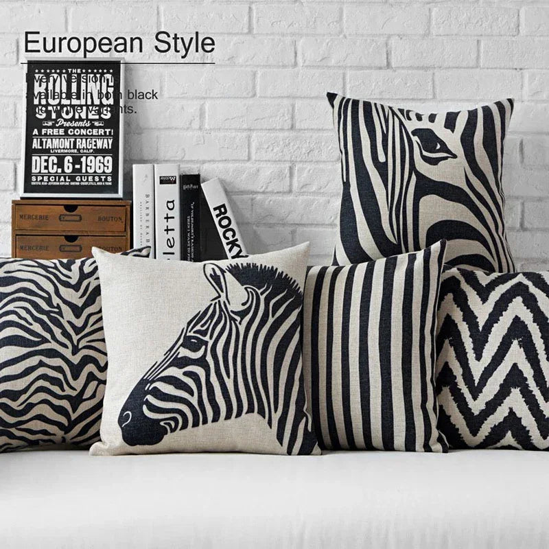 Nordic Black White Zebra Pillow Cover Leopard Geometric Cushion Home Decorative Office Sofa Pillowcase,... - House Of Avana