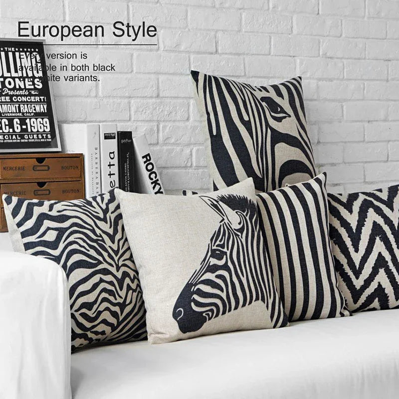 Nordic Black White Zebra Pillow Cover Leopard Geometric Cushion Home Decorative Office Sofa Pillowcase - House Of Avana