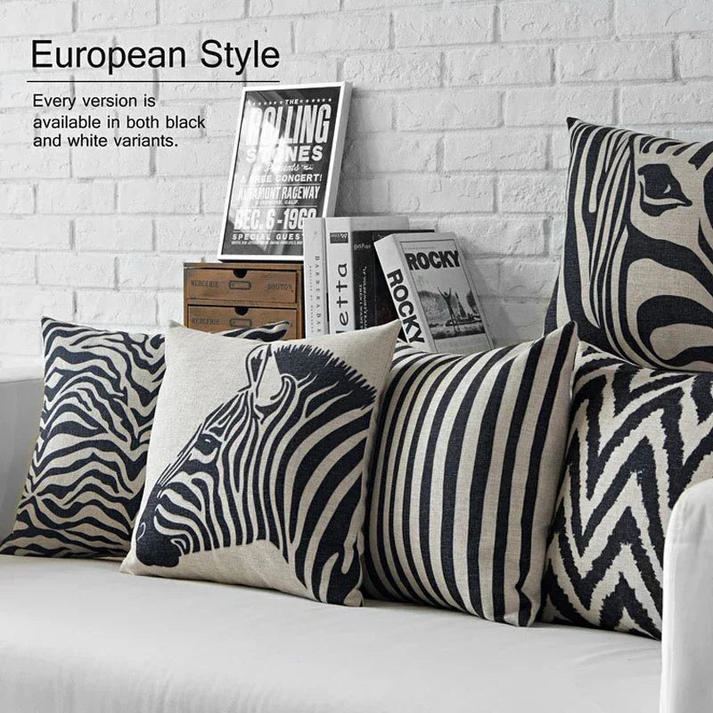 Nordic Black White Zebra Pillow Cover Leopard Geometric Cushion Home Decorative Office Sofa Pillowcase - House Of Avana