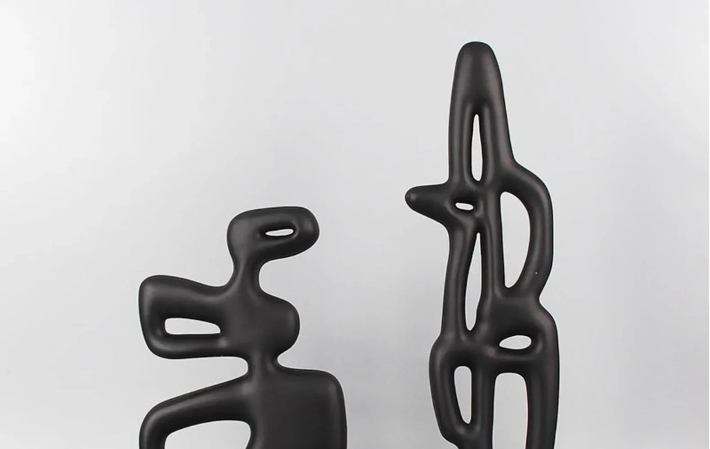 Geometric Sculpture - Black White Hollow Design, angled view - House Of Avana