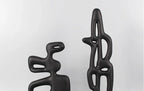 Geometric Sculpture - Black White Hollow Design, angled view - House Of Avana