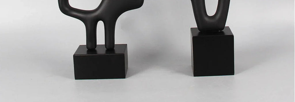 Geometric Sculpture - Black White Hollow Design, angled view - House Of Avana