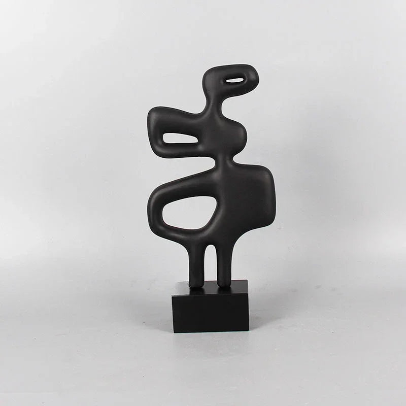 Geometric Sculpture - Black White Hollow Design, back view - House Of Avana