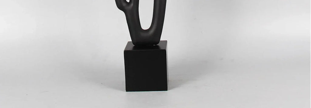 Geometric Sculpture - Black White Hollow Design, close-up view - House Of Avana