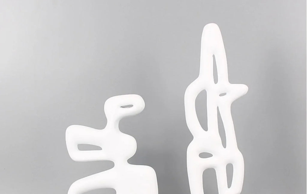 Geometric Sculpture - Black White Hollow Design, dimensions view - House Of Avana