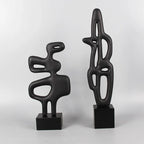 Geometric Sculpture - Black White Hollow Design, front view - House Of Avana
