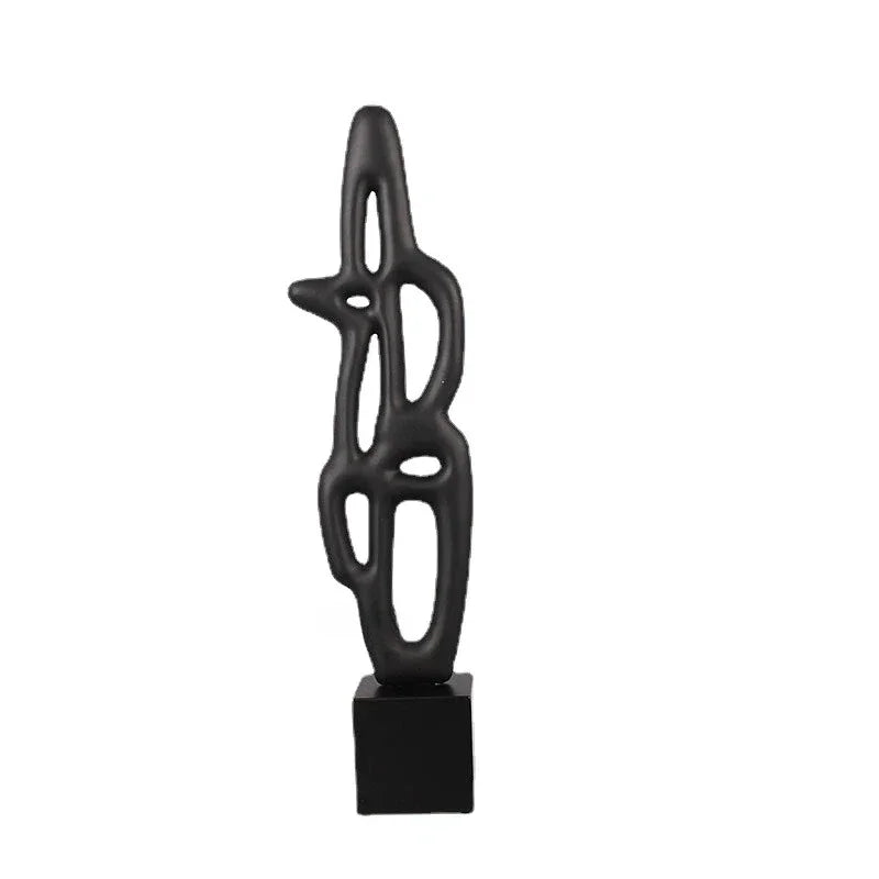 Geometric Sculpture - Black White Hollow Design, top view - House Of Avana