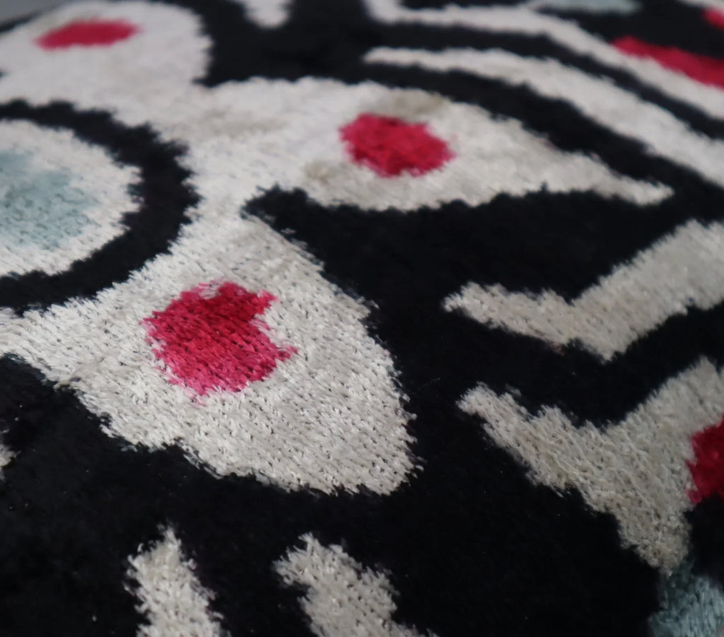 Canvello Decorative Black White Red Geometric Throw Pillow Down Feather Filled - 16x24 in, detail shot - House Of Avana