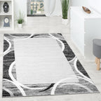 Black White Area Rug for Living Room Modern Design, front view - House Of Avana