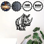 Black & White Rhinoceros Metal Wall - Elegant Rhino Sculpture, Waterproof Iron Wildlife Decor for... - House Of Avana