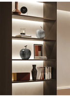 Resin Apple Sculpture, Black and White Polka Dot Modern Desk Statue, angled view - House Of Avana