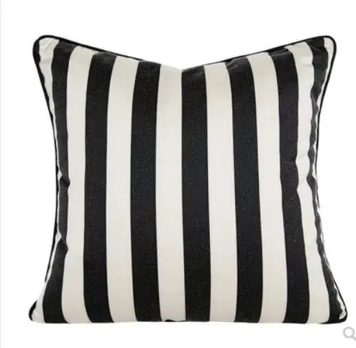 Simple Black and White Stripes Nordic Modern Fashion Sofa Cushion Cover Rectangular Waist Pillowcase,... - House Of Avana