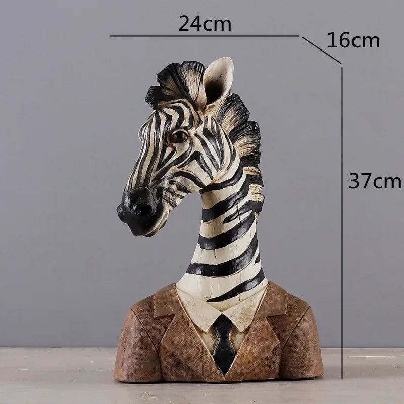Zebra Head Statue - Black White Handcrafted, top view - House Of Avana