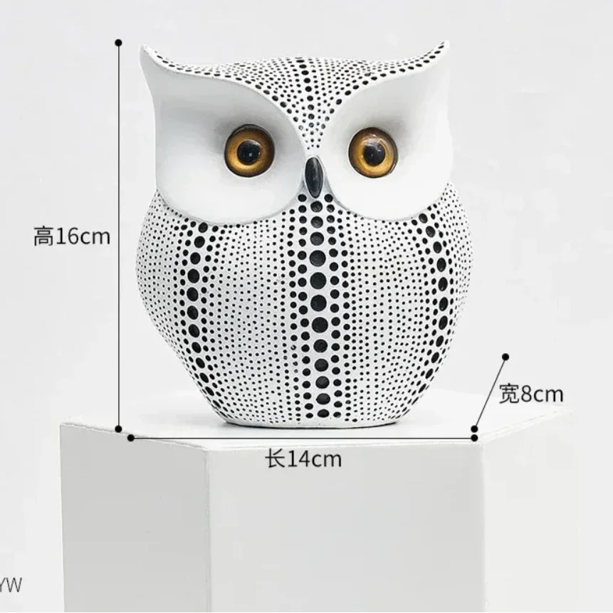 Artistic Black and White Owl Statue Figurines Resin Sculpture Home Desk Decor Bedroom Tv Cabinet... - House Of Avana
