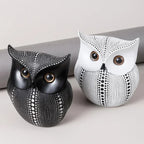 Artistic Black and White Owl Statue Figurines Resin Sculpture Home Desk Decor Bedroom Tv Cabinet... - House Of Avana