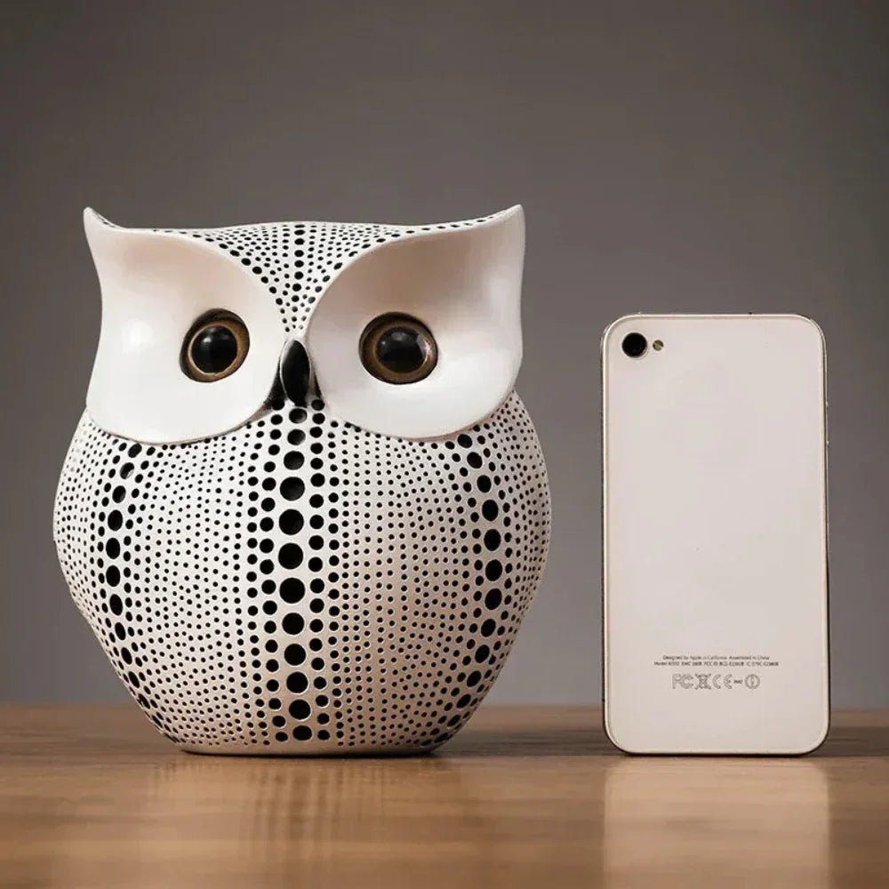 Artistic Black and White Owl Statue Figurines Resin Sculpture Home Desk Decor Bedroom Tv Cabinet... - House Of Avana