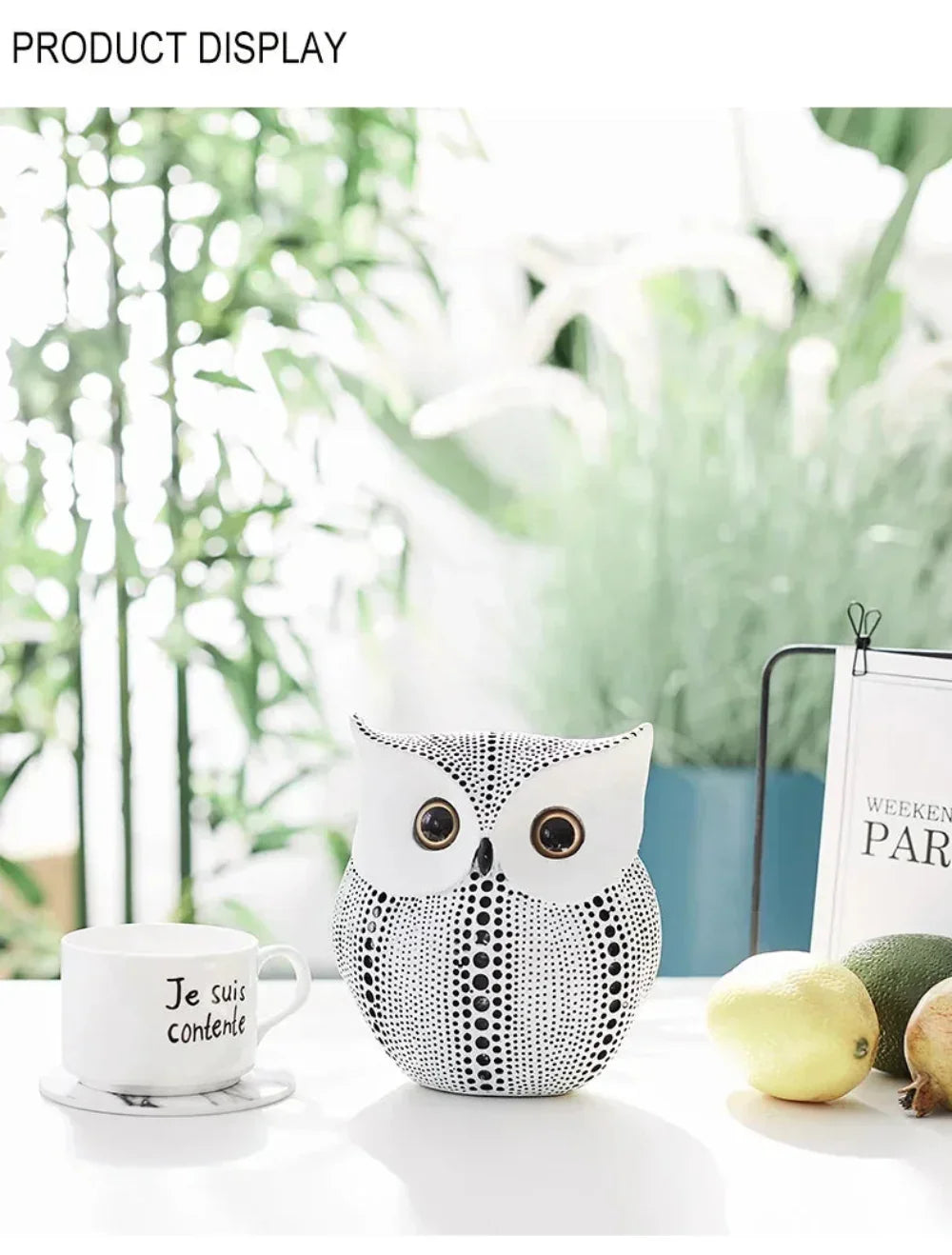 Artistic Black and White Owl Statue Figurines Resin Sculpture Home Desk Decor Bedroom Tv Cabinet... - House Of Avana