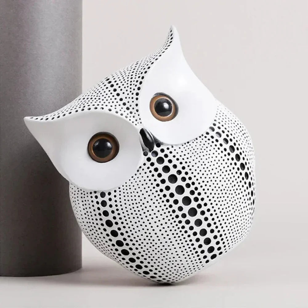 Artistic Black and White Owl Statue Figurines Resin Sculpture Home Desk Decor Bedroom Tv Cabinet... - House Of Avana