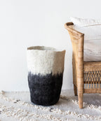 Eclipse Black & White Wool Floor Vase, lifestyle image - House Of Avana