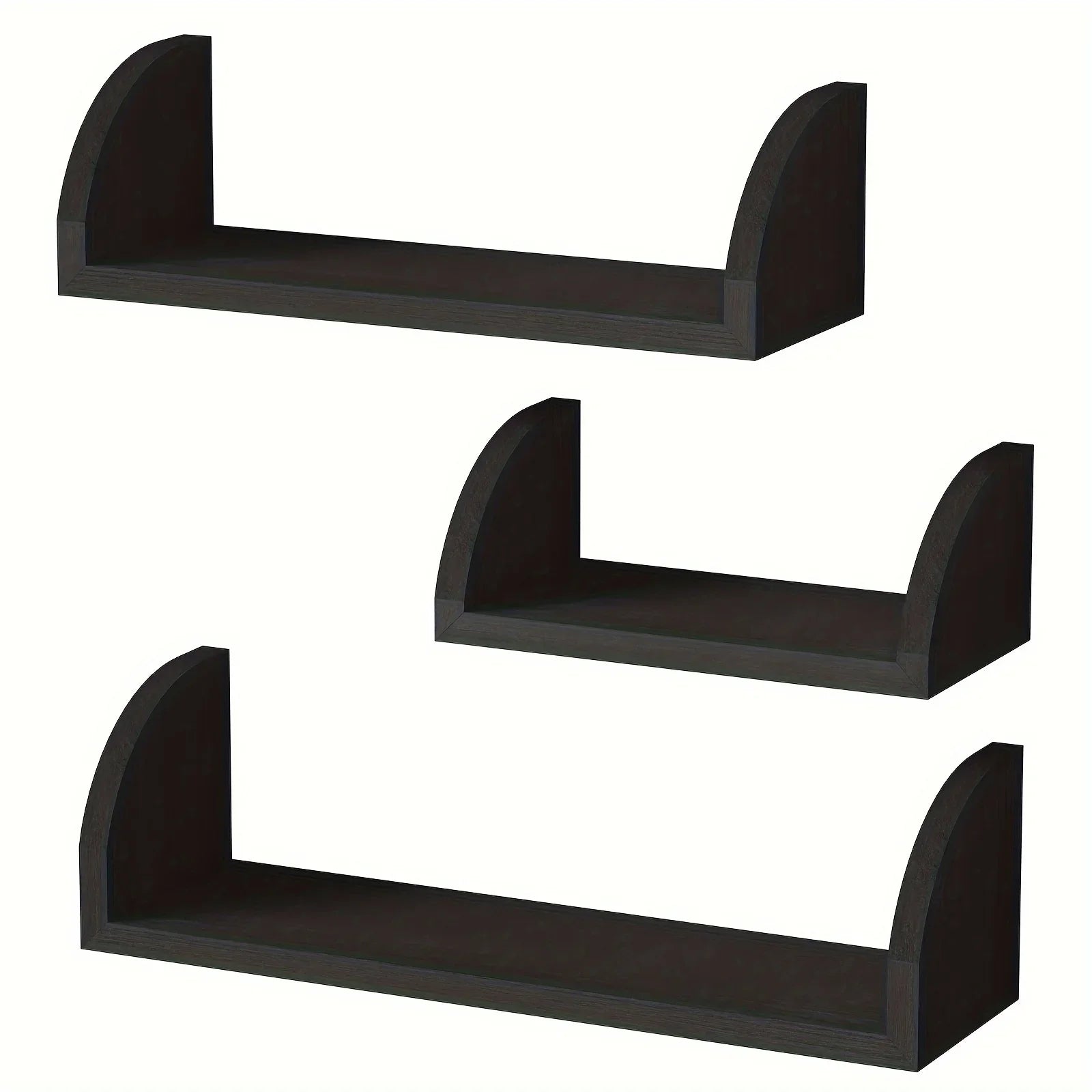 Wall Shelves - Floating Wood Black Set, angled view - House Of Avana
