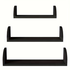 Wall Shelves - Floating Wood Black Set, angled view - House Of Avana