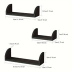 Wall Shelves - Floating Wood Black Set, side view - House Of Avana
