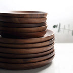 Black Walnut Wood Round Serving Plate 15-20cm Diameter, side view - House Of Avana