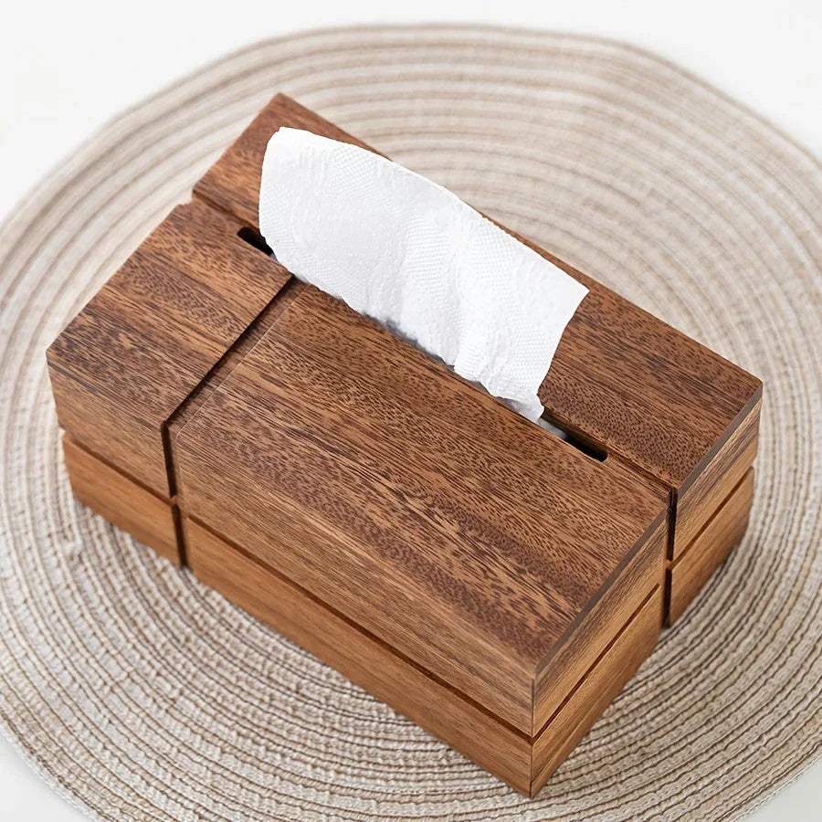 Black Walnut Wooden Tissue Box Cover Luxury Design, side view - House Of Avana