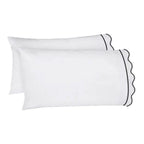 400TC Cotton Scallop Embroidery & Border Sateen Solid Sheet Set PushpLinen