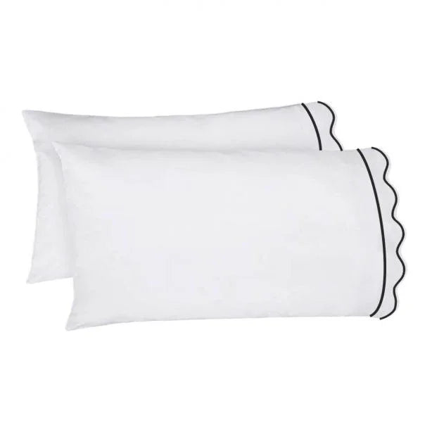 400TC Cotton Scallop Embroidery & Border Sateen Solid Sheet Set PushpLinen