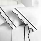 400TC Cotton Scallop Embroidery & Border Sateen Solid Pillowcases (Set Of 2) PushpLinen